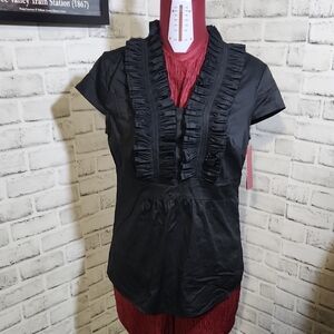 Merona SZ M Black Short Sleeve Blouse